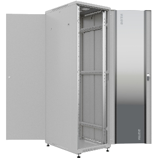 Шкаф серверный NTSS Премиум (NTSS-R42U6080GS) напольный 42U 600x800мм пер.дв.стекл металл 900кг серый IP20 сталь
