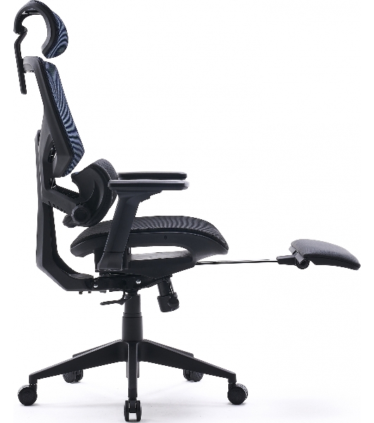 Кресло Cactus CS-CHR-MC01-BLBK синий, сетка, подголовник, подставка для ног