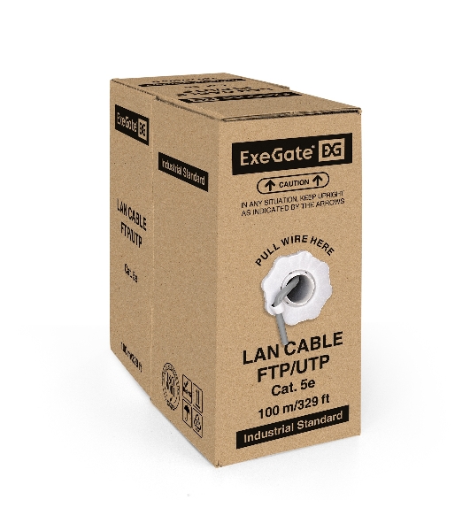 Кабель ExeGate Special UTP 4 пары кат.5e CCA, 26AWG, бухта 100м, серый, PVC