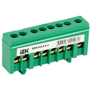 Шина IEK YNN10-69-8KD-K06 PE 'земля' в корп изол на DIN-рейку ШНИ-6х9-8-К-З IEK