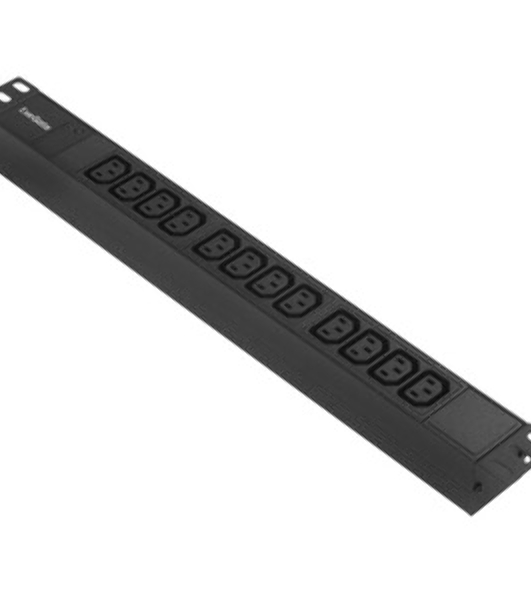 Блок розеток горизонтальный ExeGate ServerPro PDU-19H007 Al-12C13-C20, 19', 1U, Алюминий, 12 IEC 320 C13, С20, черный