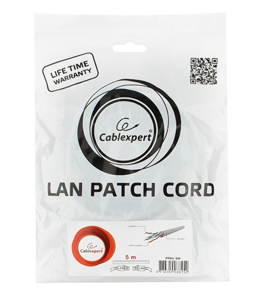 Патч-корд UTP Cablexpert cat.6, 5м, литой, многожильный, серый