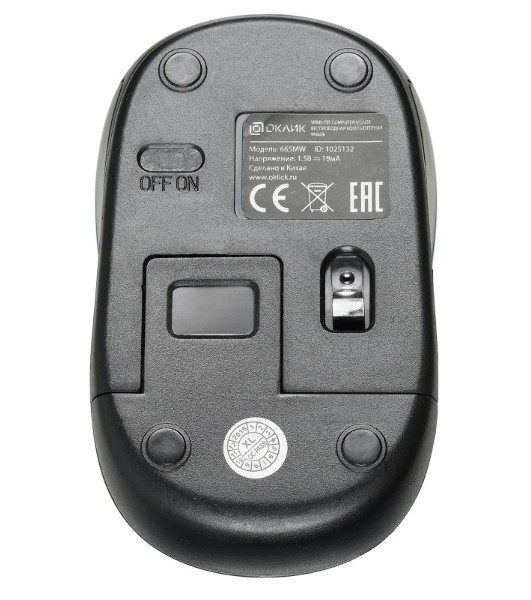 Мышь беспроводная Oklick 665MW черный/синий, 1000 dpi, радиоканал, USB, кнопки - 3