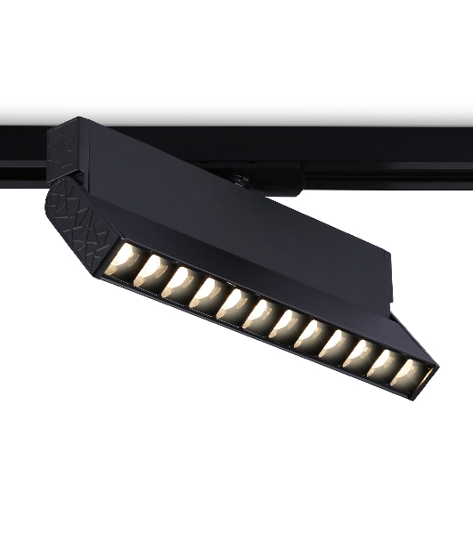 Трековый однофазный светодиодный светильник Ambrella light GL6817 BK черный LED 12W 3000K 24° 230*22*87