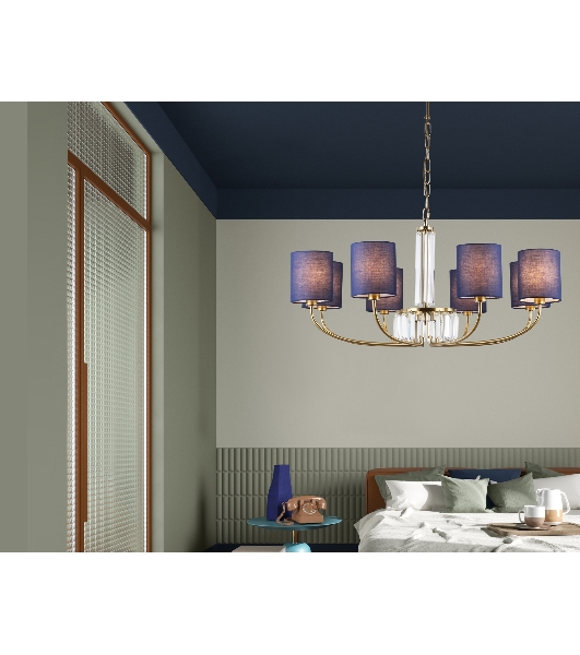 Люстра Ambrella light LH71273/8 BS/DB латунь/темно синий E14/8 max 40W D820*840