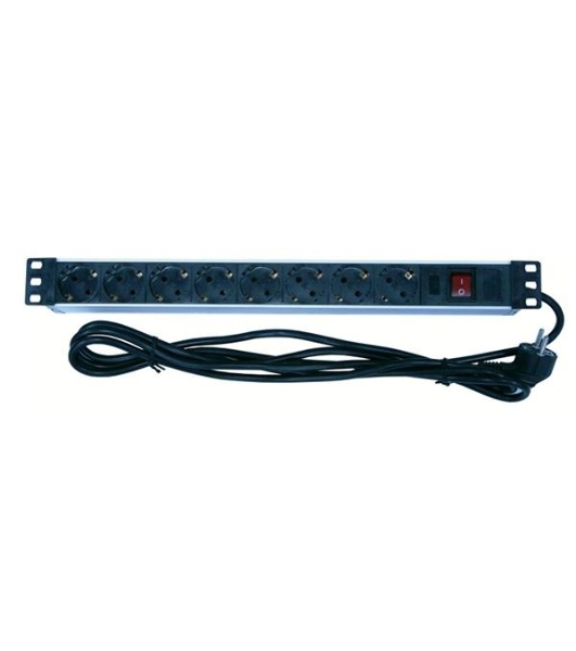 Блок розеток 19 (8шт)PDU с LED выкл.алюм.профиль 1U шнур 2м вилка DIN49440 (нем.станд.) PH12-8D1 ITK