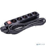 Сетевой фильтр 5bites SP5B-330 5S, 3*1.5 мм2, 16A, ABS, 3M, черный, фото 1