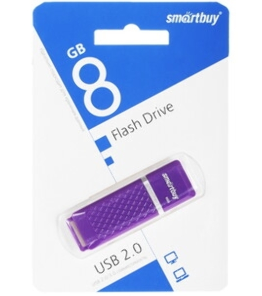 Флешка USB Smartbuy Quartz Violet (SB8GbQZ-V), 8Gb, USB 2.0, R/W 15/5, фиолетовый
