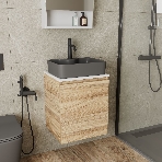 Тумба Bau Dream Blackwood 50 с дверцей, раковина BAU Cerama 48х37 темно-серая матовая, смеситель Hotel Dream Black, нерж. сталь, черный, фото6