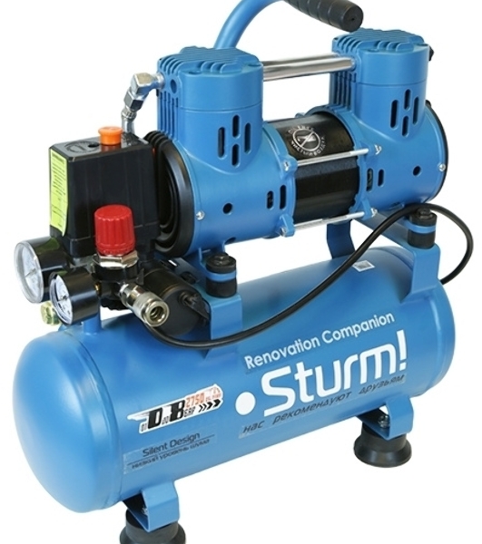 Компрессор воздуш Sturm! AC93210OL.безмасл.бесшумн. 900Вт,10л,2750об/мин,180л/мин,8бар