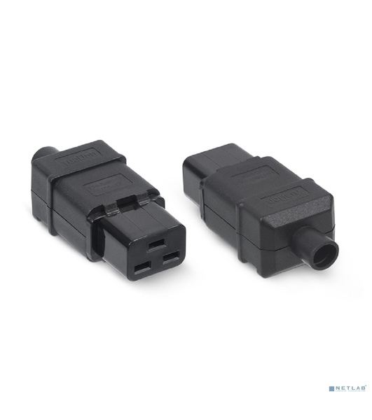 Вилка Cabeus, вилка IEC 320 C19, 16А, для кабеля, : черный