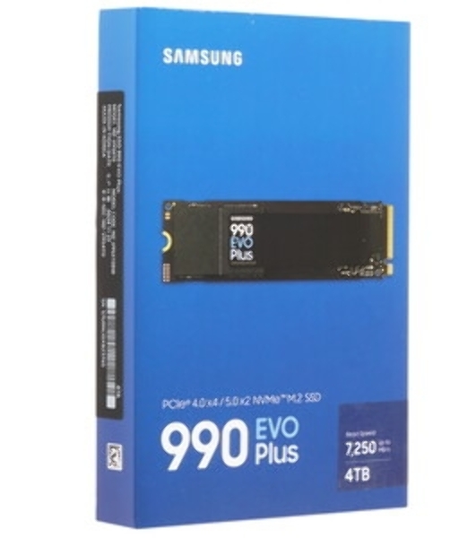 Накопитель SSD Samsung 990 EVO Plus, 4 ТБ, M.2 2280, PCIe 4.0 x4, NVMe 2.0, R/W 7250/6300