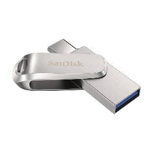 Флешка USB SanDisk Ultra Dual Luxe (SDDDC4-256G-G46), 256Gb, USB 3.2/USB Type-C, R/W 150/40, серебристый
