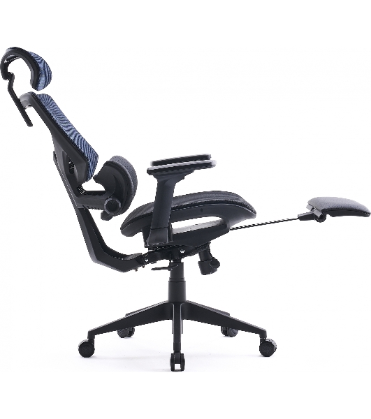 Кресло Cactus CS-CHR-MC01-BLBK синий, сетка, подголовник, подставка для ног