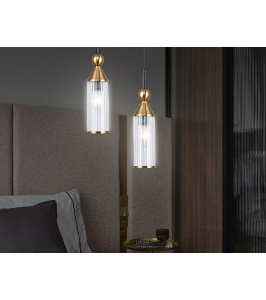 Светильник Ambrella light LH55251 BK/BS/CL черный/латунь/прозрачный E14 max 40W D65*1500