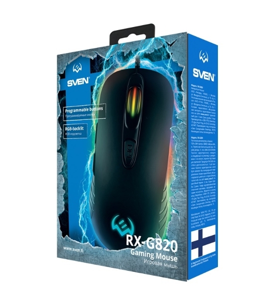 Мышь проводная SVEN RX-G820 черный, 4800 dpi, USB, кнопки - 6