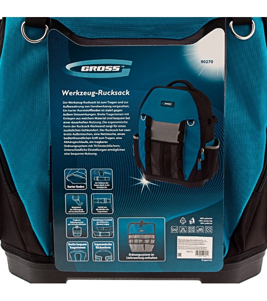 Рюкзак для инструмента GROSS 90270 Experte, 77 карманов, пластиковое дно,