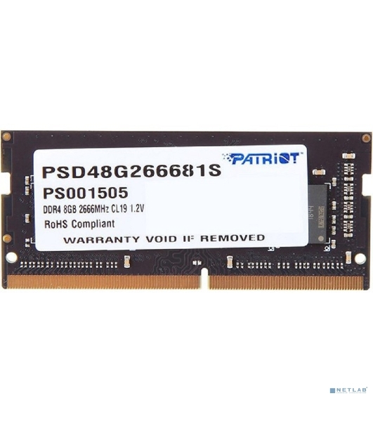 Оперативная память Patriot Signature, DDR4, 8GB (1x8 GB), 2666 MHz, CL19, SO-DIMM