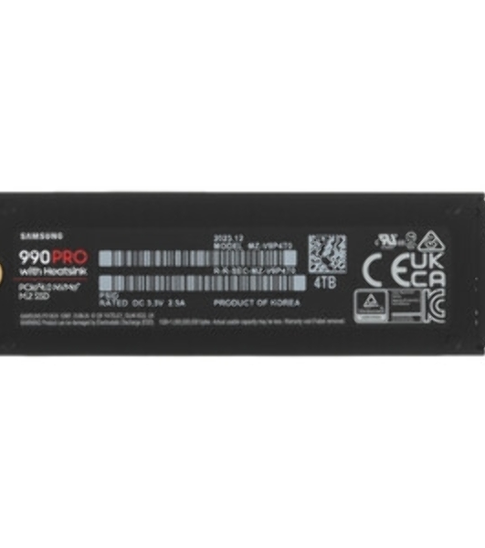 Накопитель SSD Samsung 990 PRO, 2000Gb, PCIe 4.0 x4, M.2 2280, NVMe, R/W 7450/6900, с радиатором