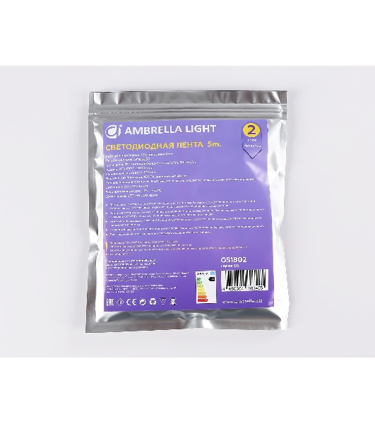 Светодиодная лента Ambrella light GS1802 5050 30Led/ 7.2W m/ 12V IP20 4500K/ 5000*10*1.87mm (2 конт.)