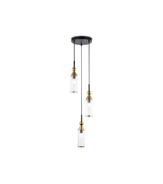 Светильник Ambrella light LH55252/3 BK/BS/CL черный/латунь/прозрачный E14*3 max 40W D230*1200