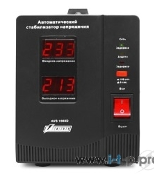 Стабилизатор напряжения Powerman AVS 1500D черный (220В±8% 1500ВА,12А,КПД 98%,циф. индикация вх./вых.)