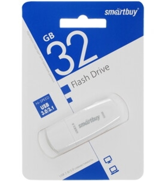 Флешка USB Smartbuy Scout white (SB032Gb3SCW), 32Gb, USB 3.0/3.1, R/W 110/40, белый