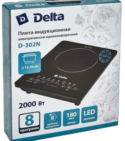 Плита настольная индукционная DELTA D-302N черный