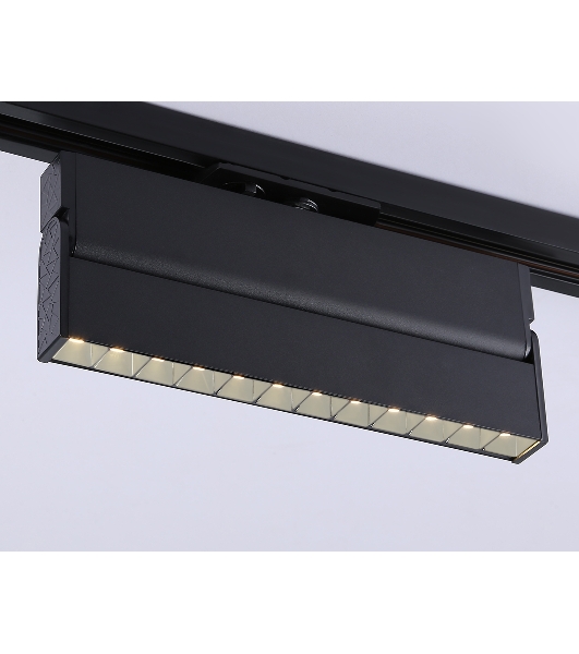 Трековый однофазный светодиодный светильник Ambrella light GL6817 BK черный LED 12W 3000K 24° 230*22*87