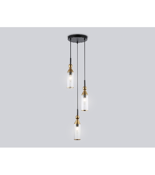 Светильник Ambrella light LH55252/3 BK/BS/CL черный/латунь/прозрачный E14*3 max 40W D230*1200