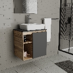 Тумба Bau Dream Blackwood 60 правая, графит, раковина BAU Cerama 48х37 белая, смеситель Hotel Still, нерж. сталь, фото11