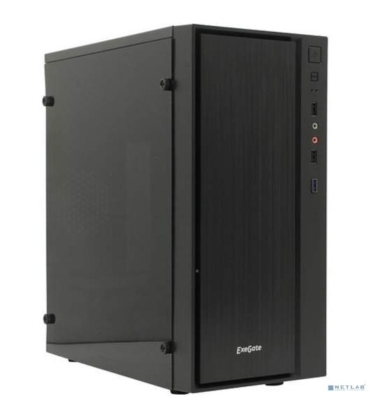 Компьютерный корпус Minitower ExeGate mEVO-9301 Black-RGb light, ATX, (600NPX), 2*USB+1*USB 3.0, HD Audio
