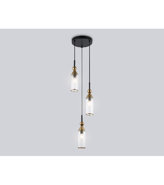 Светильник Ambrella light LH55252/3 BK/BS/CL черный/латунь/прозрачный E14*3 max 40W D230*1200