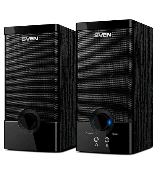 Колонки SVEN SPS-603 черный USB-порт ПК, ноутбука или адаптер 5V DC