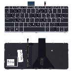 Клавиатура для ноутбука HP EliteBook Folio 1020 G1 черная с серебристой рамкой и подсветкой, фото3