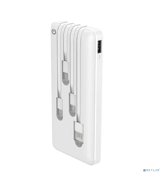 Портативный аккумулятор Powerbank Perfeo ABSOLUTE 10000mah In Micro usb,USB/Out USB,Micro usb,Type-C,Lightning, 2.1А/белый (PF_B4879)
