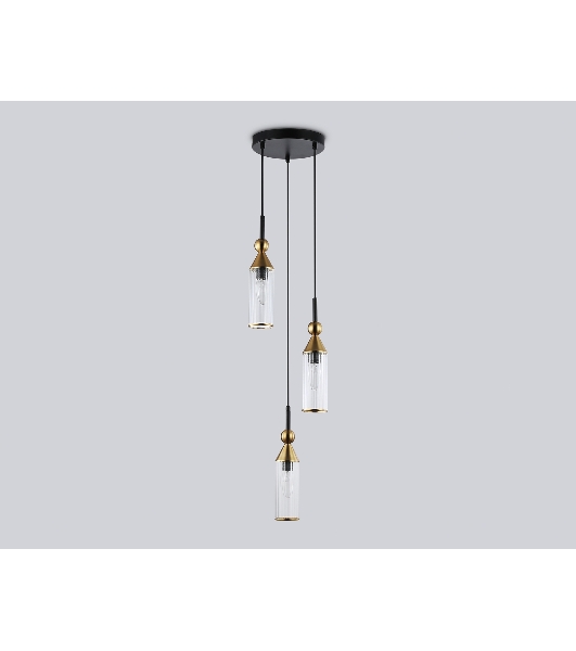 Светильник Ambrella light LH55252/3 BK/BS/CL черный/латунь/прозрачный E14*3 max 40W D230*1200
