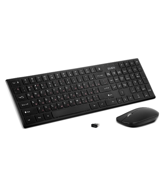 Комплект беспроводной SVEN ножничная клавиатура + мышь KB-C2550W черный (109 кл.,12Fn, 1000DPI, 2+1 кл.)