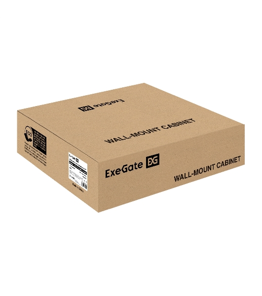 Шкаф телекоммуникационный 19' настенный 6U ExeGate EC-WM-6U.450.G.BLACK (19', 6U, 600x450x370 мм (ШхГхВ), передняя дверь закаленное стекло, съемные боковые панели, пыле- и влагозащита IP23, черный RAL 9004)