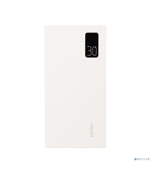 Портативный аккумулятор Perfeo Powerbank MOUNTAINS 30000 mAh/LED дисплей/PD + QC 3.0/Type-C/4 USB/Выход: 3A, max 22.5W White (PF_D0162)