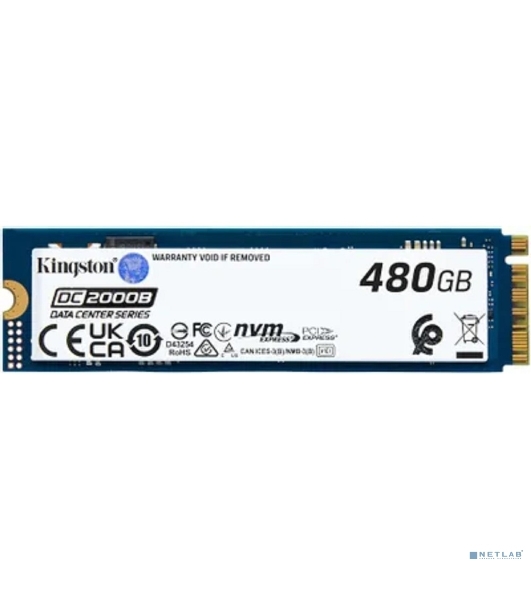 Накопитель SSD Kingston DC2000B, 480Gb, PCIe 4.0 x4, M.2 2280, R/W 7000/800