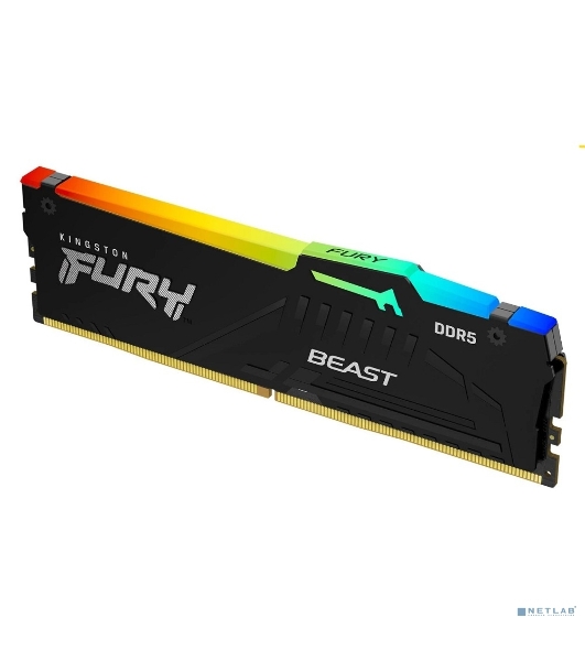 Оперативная память Kingston Fury Beast, DDR5, 16Gb (1x16Gb), 6000MHz, CL30, DIMM, с радиатором, RGB, черный