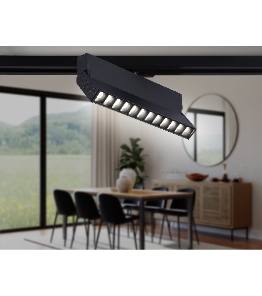 Трековый однофазный светодиодный светильник Ambrella light GL6819 BK черный LED 12W 4200K 24° 230*22*87