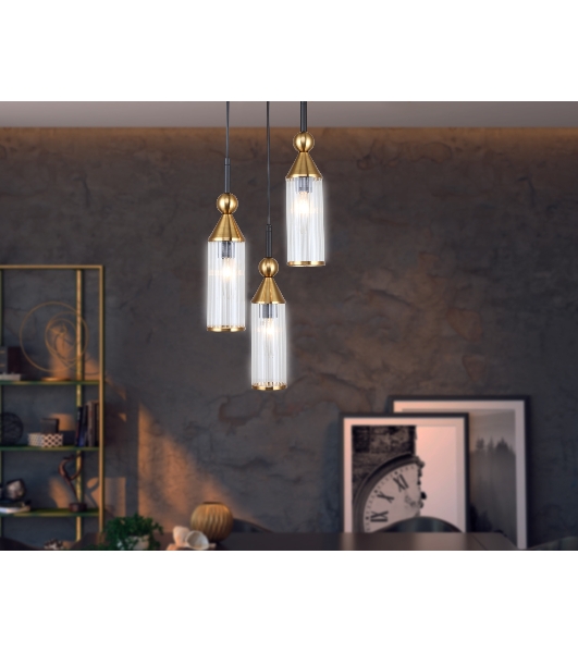 Светильник Ambrella light LH55252/3 BK/BS/CL черный/латунь/прозрачный E14*3 max 40W D230*1200