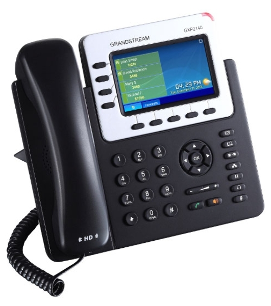 Телефон Grandstream GXP-2140, VoIP 2 Порта Ethernet 10/100/1000, 4 SIP линий, цветной TFT дисплей 480x272, HD Audio