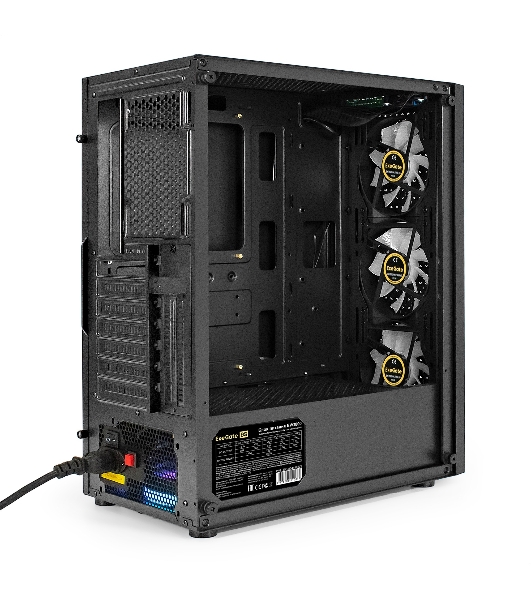 Компьютерный корпус Miditower ExeGate EVO-8227-EVO800 (ATX, БП EVO800RGb с вент. 12 см, 2*USB+1*USB 3.0+HD Audio, черный, 3 вент. RGb, закаленное стекло)
