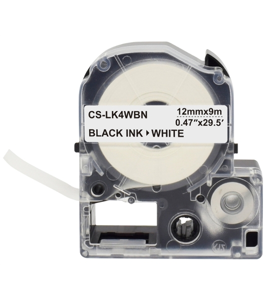 Картридж ленточный Cactus CS-LK4WBN черный шрифт, белый фон (12 мм, 9 м) для Epson LW300/LW400/LW700/LW600P/LW1000P/K400/Z700/Z900