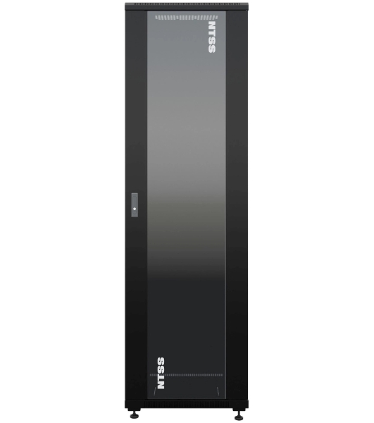 Шкаф коммутационный NTSS Премиум (NTSS-R42U6060GS-1BL) напольный 42U 600x600 мм пер. дв. стекл металл 900 кг черный 510 мм 86 кг 1987 мм 20 металл