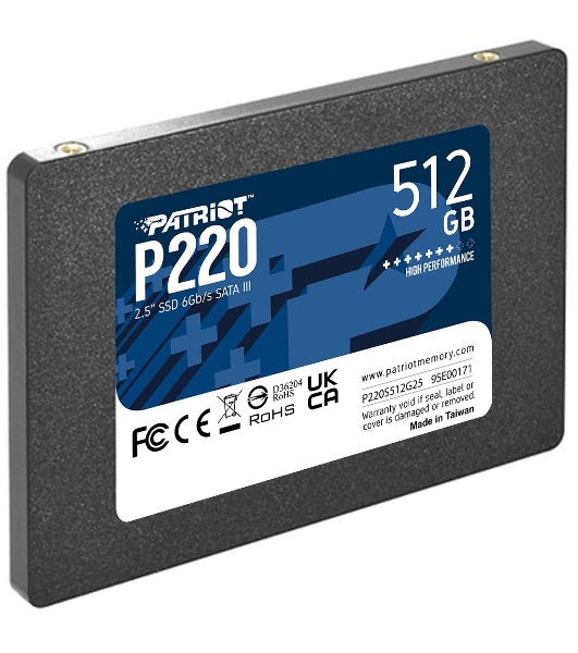 Накопитель SSD Patriot P220, 512Gb, SATA III, 2.5', R/W 550/500