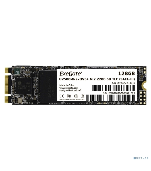 Накопитель SSD ExeGate NextPro+ UV500TS128, 128Gb, M.2, SATA 3, R/W 558/497